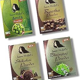 Laam Amla, Reetha, Shikakai & Bhringraj Powder| Results in One Wash | Long, Strong & Natural Hair (4X80 g)-image-48