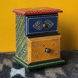 Handcrafted Decorative Wooden Chest of Drawers, Multicolour-image-59