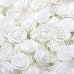 RADHE FASHION 50 Pcs Artificial Foam Rose Flowers| Foam Water Floting Flowers for Pooja thali| Festival| Tiara Making| Events Decoration| Home| Office| Badroom &DIY Craft (White-50 Pieces)-image-40