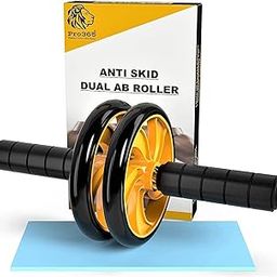 PRO365 Home Gym Ab Roller/Indoor Ab Wheel for Abs Workouts 6 Month Manufacturer Warranty/Dual Abdominal Exercise/Core Workouts for Men and Women (6 MM Safe Knee Mat, Yellow Roller)-4