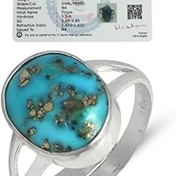 Natural Certified Silver Gemstone Adjustable Ring Yellow Sapphire Emerald Hessonite Turquoise firoza Ruby Manik Panna Pukhraj Neelam Stone Ring for Women Men-image-90