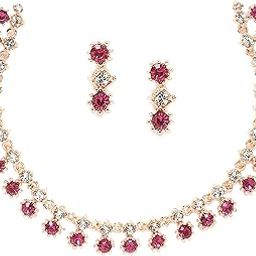 zeneme Rose Gold-Plated American Diamond Studded Star Shaped Necklace With Earrings Jewellery Set For Girls and Women-picture-13
