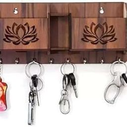 Wooden Designer FFL Key Holder Home Side Wall Shelf | Decorative Wall Mounted Key Hanger for Home-image-72