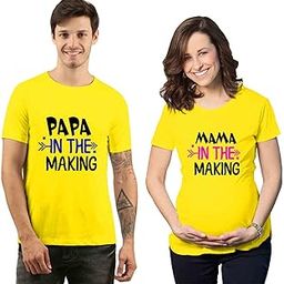 Maternity Tshirts Couple Dress Cotton Half Sleeve Pregnancy Announcement Mom to be Maternity Couple Tshirt for Photoshoot Pack of 2(cus-mat-dadamama)-image-90