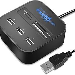 USB Hub Card Reader 2.0 Combo with 3 USB Ports & High Speed Reading, Camera Memory Card Reader for MS Duo SD/MMC M2 Micro SD/TF Cards-image-78