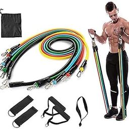 YAAXA Resistance Bands Set for Exercise, Stretching, and Workout Toning Tube Kit with Foam Handles, Door Anchor, Ankle Strap, and Carrying Bag for Men, Women-image-18