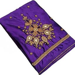 Women's Art Silk Blouse Piece | Unstitched 1-Meter Saree Blouse Material with Traditional Handcrafted Zari Work | Multicolor Fabric for Tailoring (LightPurple)-image-93