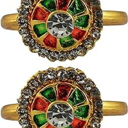 Golden Brass Stone Stud Toe Ring Size Free Designer Toe Rings Set |Fashionable & Durable Jewelry for Women Sku-toe51-picture-6