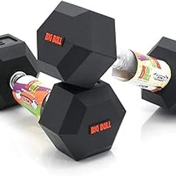 BIGBULL Rubber Coated Solid Hex Dumbbell (Pack Of Two) (5 Kg X 2Pc (Total = 10 Kg)), Black-image-61