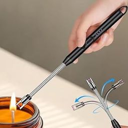 Eblooming Electric Lighter, Electric USB Rechargeable Lighter with Battery Display, Longer Flexible Neck Windproof Plasma Arc Long Lighters for Candles, Fireworks, KitchenUse-23
