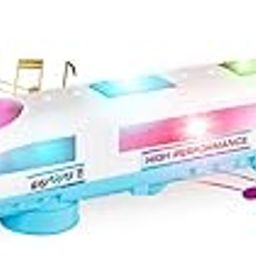 Gooyo GY-138A Battery Operated 3D Dynamic Flash Speed Train Toy with Musical Sound for Kids/Babies/Girls/Boys/Toddlers | White & Blue Color, Power Source: 3xAA Battery (Not Included)-image-69