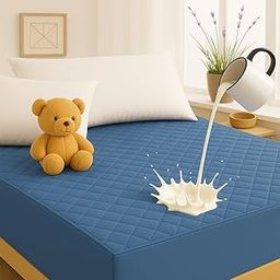 Napnest 100% Cotton Quilted Waterproof Mattress Protector 250 GSM | Breathable Hypoallergenic & Noiseless | Deep Pocket Fitted Cover for Beds up to 10 Inches | Blue, Double (72 * 48)-image-17