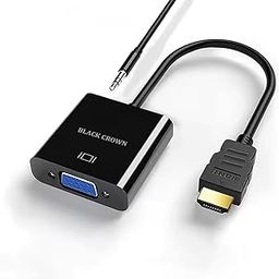 BLACK CROWN HDMI to VGA with Audio Adapter, 1080P, HDMI Male to VGA Female Adapter with Audio and DC for Laptop, pc, Desktop,TVbox etc -(Black)-17