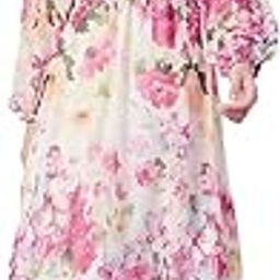 White Floral fit & Flare Dress with Drawstring Detail-image-2