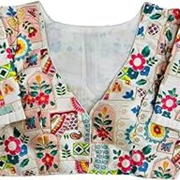 Women's Heavy Phantom Silk Floral Digital Print Codding Embroidery Half Sleeve Multicolor Blouse(PP Frill)-picture-11