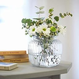 Incrizma Vintage Style Ribbed Glass Bubble Flower Jar Vase 14cm ~ Perfect for Wedding & Home- Vase for Home Decor，Desktop Vases Flower-Vases with Smooth Glass Surface, for Kitchen Decor-image-17