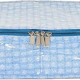 Kuber Industries Check Design PVC Travel Toiletry Bag|Undergarments Organizer Bag|2 Compartments & Tranasparent Window (Blue)-image-14