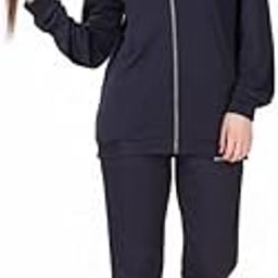 Women Sports Track Suit Set 100% PolyCotton Zipper Navy-image-28