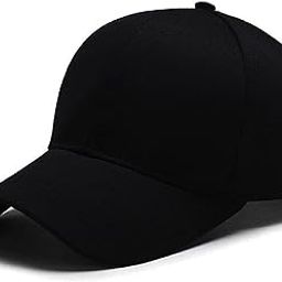 Black Solid Caps for Men & Women Cotton for Sports & Outdoor, Large-picture-23