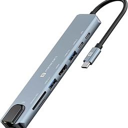 Portronics Mport 8 USB-C Hub (8-in-1) with 4K 30Hz HDMI, 100 Mbps Ethernet, USB 3.0, microSD/SD Card Reader, Type-C Data, PD Charging, USB 2.0, Type-C Plug for Laptop, Mac, PC (Grey)-25