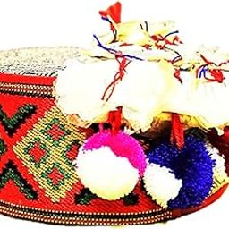 Unisex Traditional Himachali Cap/Pahadi Topi with Attachable Sacred Flower 26 03 Multicolour-32