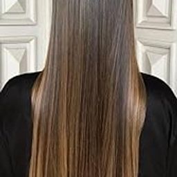Hot Hairs 24 Inch 3/4 Full Head 5 Clip Long Straight Hair Extension for Women Brown Golden Highlighted Fake Hair Extensions-1