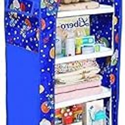 Homdox Baby Wardrobe for Clothes - Kids Wardrobe/almirah - Rack fot Storage Multipurpose - 6 Shelves - Plastic almirah/Wardrobe ((Pack of 1, Teddy Blue)-image-49