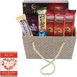 SFU E Com Gift Hamper For Chocolate Lovers | Valentine Chocolate With Love Greeting Card | Valentine Chocolate Hamper | 829-91