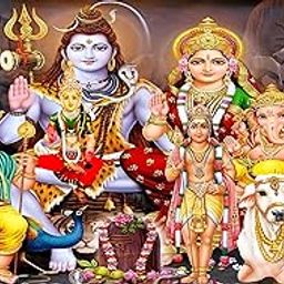 Backdropon Lord Shiv Parivar Design Backdrop Cloth for Pooja Decoration Traditional/Background Curtain for Festival Fabric Size 5Feet Height and 8Feet Width(5 * 8)-image-83