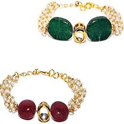 Gold Plated Handmade Studded Tumble Manni Rakhi Rakshabandhan Combo Set Rakhi Gift For Bhaiya Bhabhi/sister/Bhai/Brother - Couple Rakhi/Special Rakhi Bracelet/Moli Dora Rakhi/Roli Chawal-picture-15