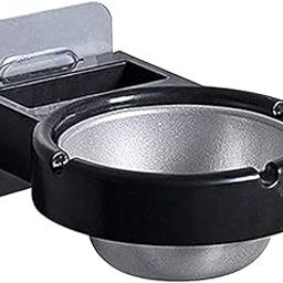 Dhvsam Cigarette Ashtray Big Size Round Rotating Stainless Steel, Plastic Ashtray,Wall- mounted Waterproof Wall Hanging Ashtray with Suction Cup for Bathroom Toilet Home Office (Black)-image-55