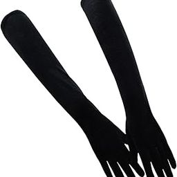Elegant Long Velvet Gloves Black Full Finger for Tea Party Evening Marriage Clothing Shoes & Accessories | Womens Accessories | Gloves & Mittens-image-40