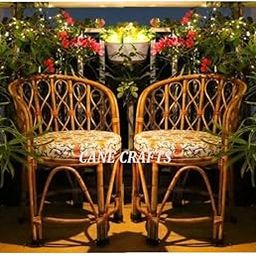Cane Crafts Premium Antique Bamboo Chair for Lawn, Arm, Room, Indoor Outdoor | Natural Elegance: Cane Accent Chair for Stylish Living Spaces | Dust Free | Brown (Set of 2)-image-24