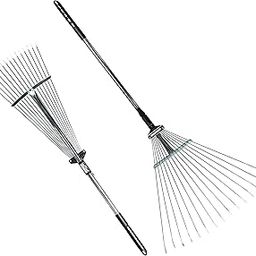 Hectare Precision 15 Tine Stainess Steel Telescopic Metal Rake, 31 to 64 Inch Adjustable Expanding Handle Rake for Quick Clean Up of Lawn and Yard, Garden Leaf Rake and Roof | Garden Broom-12