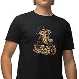 Rich Skull Black Round Neck Cotton Half Sleeved T-Shirt with Printed Graphics-image-37
