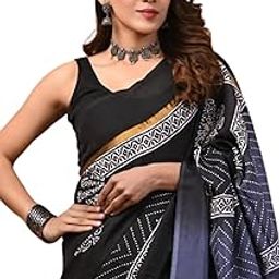Women's Soft Mulmul Cotton Saree with Elegant Floral Print, Ideal for Office & Formal Wear, Comes with Coordinated Unstitched Blouse Piece-picture-21