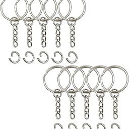 Convay Stainless Steel Key Ring with Chain and Open Jump Rings set 10-picture-21