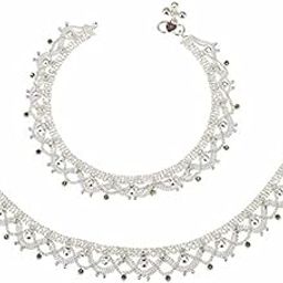 homedecor bharti White Metal Silver Plated Payal Anklet for Women & Girls Anklets Kolusu Payal Ghungroo for fir Size-image-44