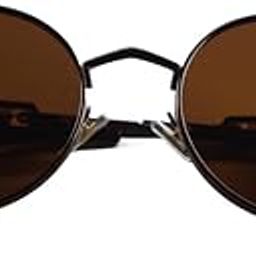 Unisex Round Polarized Sunglasses With Brown Lense, Double Bridge Metal Frame, UV Protection for Men and Women-picture-10