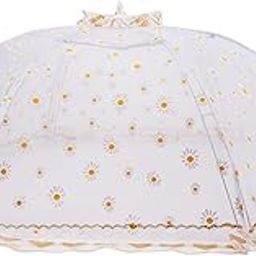 UJEAVETTE Mesh Food Cover Plate Serving Covers Food Domes for Party Outdoor Khaki-image-3