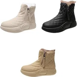 heavenglow Winter Snow Boots Warm Lined Short Boots Fashion for Trekking Hiker Winter 35 Khaki-picture-22