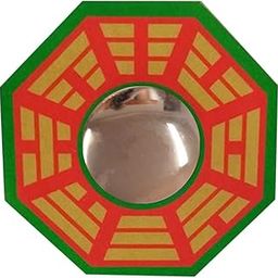 HARDIK @HOME CREATION Feng Shui Chinese Convex Glass Vastu Bagua(Pa KUA) Mirror for Positive(chi) Energy, Pakwa Octagon Front Wall/Door Decor for Protection, Octagonal, Framed-25