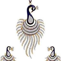 CZ Peacock Pendant Set with Chain for Women-image-90
