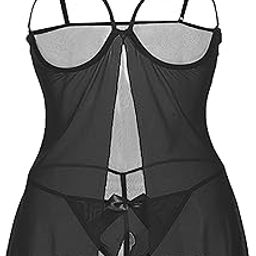 Women's Net Plain Above Knee Babydoll With Panty-image-11