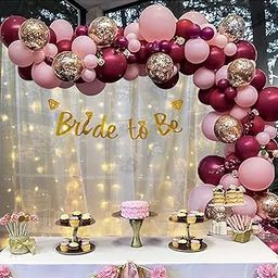 Special You Rose Gold Theme Bride to Be DIY Decoration Kit Combo for Girls with Net Fabric Backdrop, Decorative Lights (40Ft Long) & Balloons, Bridal Shower Decorations Items, Photobooth Decorations-image-2