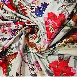 DEVVART Pure Cotton Unstitched Printed Fabric Material for Women Blouse/Plazzo,Kurti/Lehenga/Saree/Piece Material for Womens (White, 2.5 Meter)-image-21