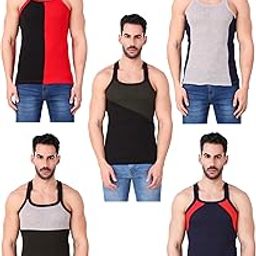 Men's Designer Gym Vest/Sports Vest/Casualwear/Cotton Rib Vest/Innnerwear/Pack of 5-image-18