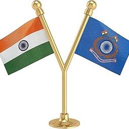 The Flag Corporation India & Central Reserve Police Force (CRPF) Car Dashboard 2� x 3� Flag with A Plastic Sublime Gold Base-image-44