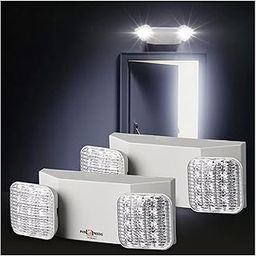 Pick Ur Needs LED Emergency Exit Light Fixture Adjustable 2400mAH Wall-Mounted Lamp for Residential Commercial Garage and Basement Use Pack of 2 (White Pack of 2)-58