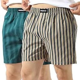 Boxer Shorts Regular Fit 100% Cotton Boxer, Side and Back Pocket Breathable Super-Soft Anti-Bacterial Microfibre Waistband Ultra-Light Innerwear for Men-Banded Beige, Stream Teal-XL-13